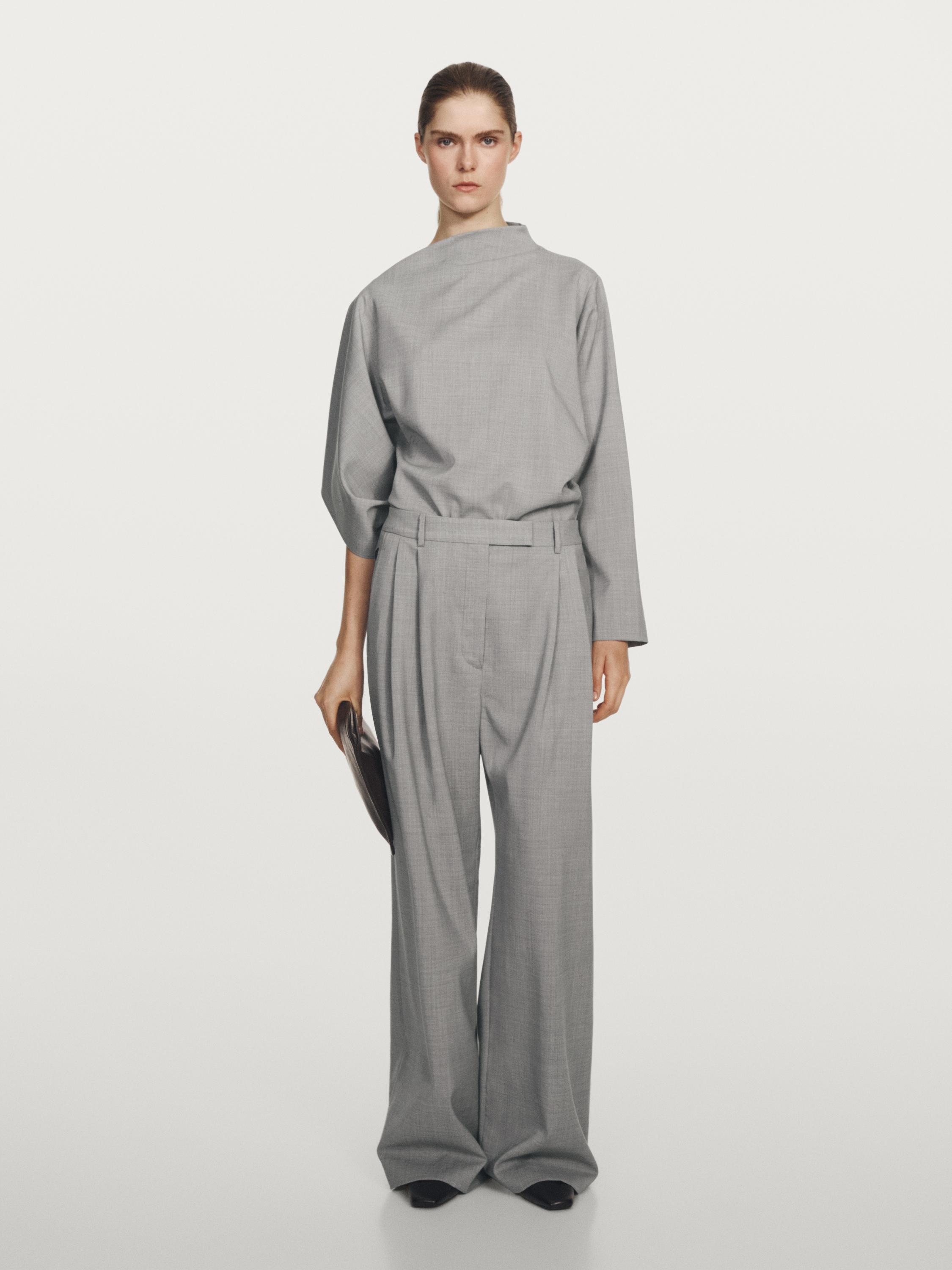 100% wool wide-leg trousers with darts - STUDIO